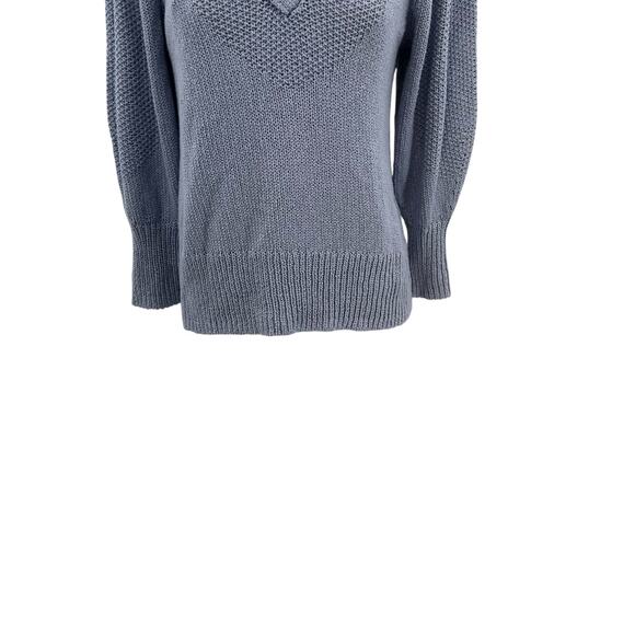 Brochu Walker Saskia Relaxed V-neck Sweater Cotton Wool Blue Size Small - Picture 4 of 11